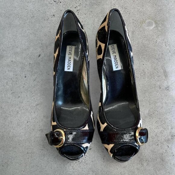 2000s Giraffe print peep toe heels - Picture 3 of 8